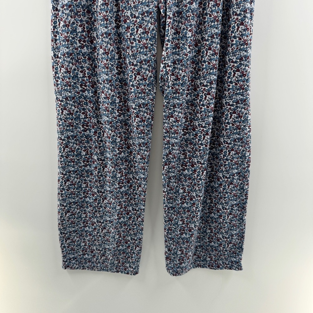 Lands’ End Floral Pajama Pants Blue Maroon Drawstring Lounge Size Small - Picture 4 of 7